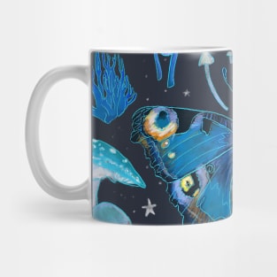 Glowing Moth and Mushroom Magic Pattern Mug